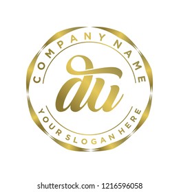 D U Initial handwriting logo vector