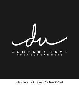 D U Initial handwriting logo vector