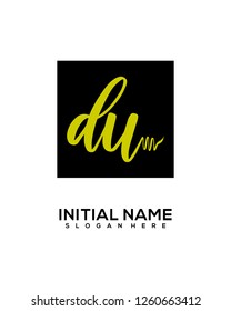 D U Initial Handwriting Logo Template Vector