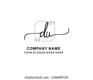 D U Initial Handwriting Logo Template
