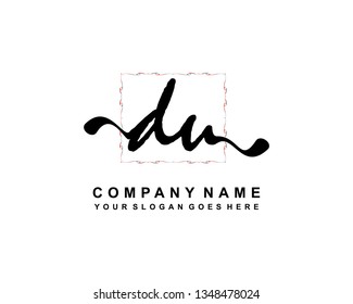 D U Initial Handwriting Logo Template