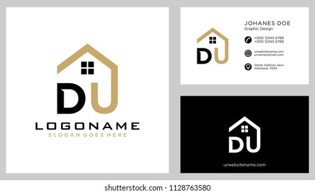 D U initial logo template vector