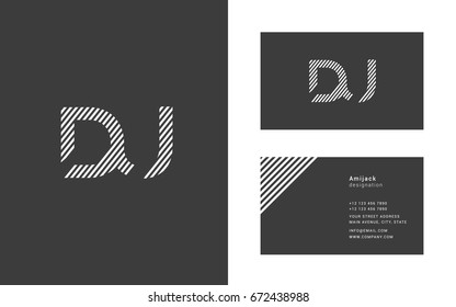 D U joint line letter logo with business card template