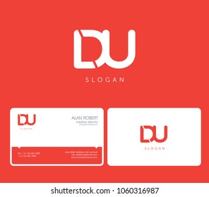 D & U joint logo bold letters design with business card template