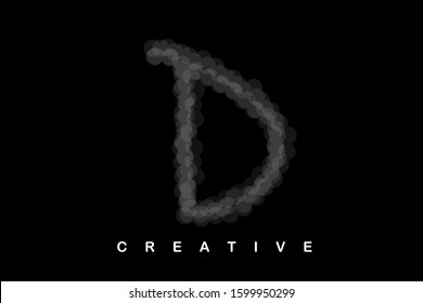 D uppercase letter with gray smoke and soft curved lines. Vector illustration letter for logo, label, monogram, cover, emblem, company name, font, business sign, template, icon or web page design.