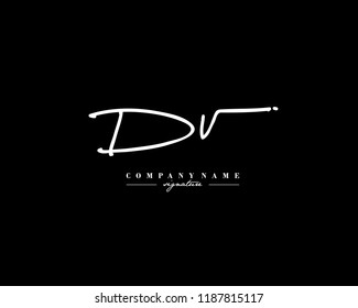 D V DV Signature initial logo template vector
