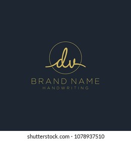 D V Initial handwriting logo template
