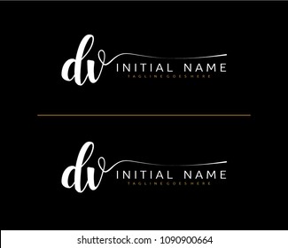 D V Initial handwriting logo vector. Hand lettering for designs.