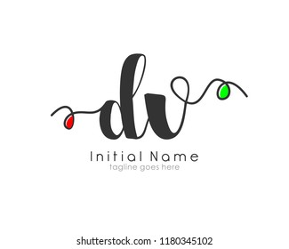 D V Initial handwriting logo vector template