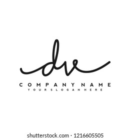 D V Initial handwriting logo vector
