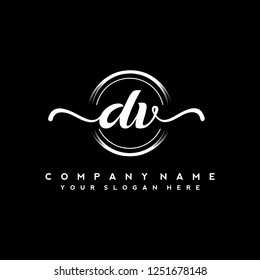 D V Initial handwriting logo vector