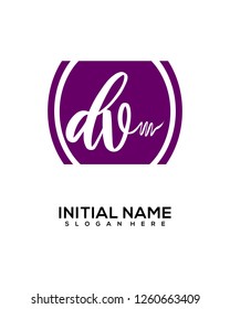 D V Initial Handwriting Logo Template Vector