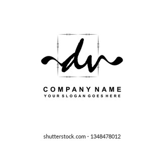 D V Initial Handwriting Logo Template