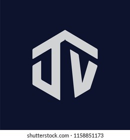 D V Initial letter hexagonal logo vector