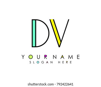 D & V initial minimalist logo template vector