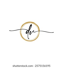 D V Initial Script Letter Beauty Logo Template