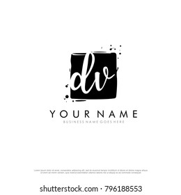 D V initial square logo template vector