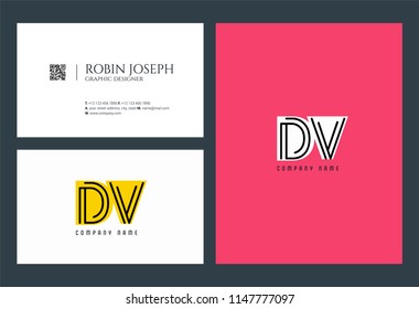 D & V Joint logo icon with business card vector template.