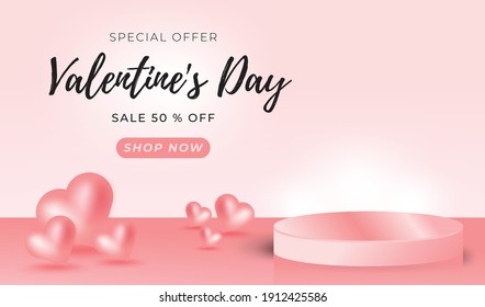 d valentine background products minimal scene with podium platform. Pink 3d podium vector background. podium to show cosmetic product. Stage showcase 3d studio pedestal, pink pastel - Shutterstock ID 1912425586