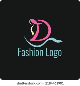 Logo abstracto D Vector, plantillas de diseño de marca en un estilo minimalista lineal moderno, emblema para estudio de belleza y cosmética - retrato femenino, cara de mujer hermosa - placa para maquillador, moda