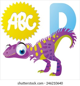 D is for vector cartoon Dinosaur isolated 