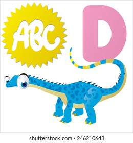 D is for vector cartoon Dinosaur isolated 