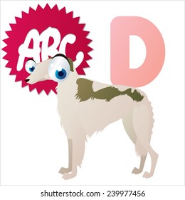 D is for vector cute cartoon isolated Dog