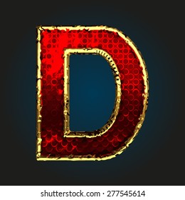 d vector red letter with gold