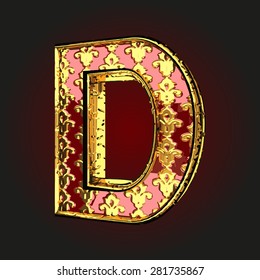 d vector red letter with gold