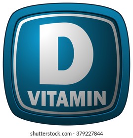 D Vitamin Blue Plate Sign, Vector Illustration. 