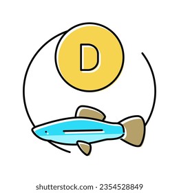 d vitamin fish color icon vector. d vitamin fish sign. isolated symbol illustration