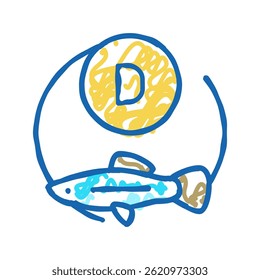 d vitamin fish doodle icon sketch vector. d vitamin fish sign. isolated symbol illustration