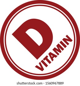 D Vitamin Round Red Stamp Sign. 