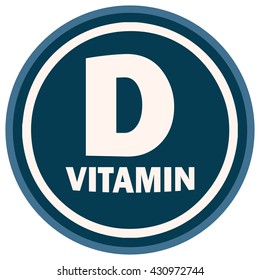 D Vitamin Sticker Sign, Vector Illustration.