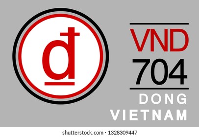 d, VND, 704, Dong, Vietnam Banking Currency icon typography logo banner set isolated on background. Abstract concept graphic element. Collection of currency symbols ISO 4217 signs used in country