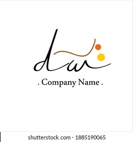 D W DW Initial handwriting or handwritten logo for identity
