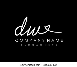 D W Initial handwriting logo vector