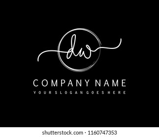 D W Initial handwriting logo vector