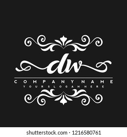 D W Initial handwriting logo vector