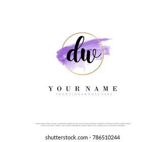 D W Initial water color logo template vector