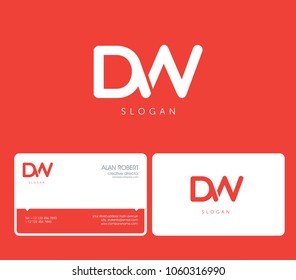 D & W joint logo bold letters design with business card template