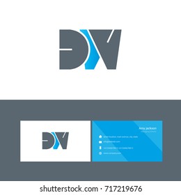D W joint logo bold letter logo design with business card template