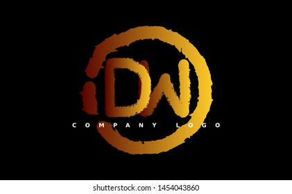 D W Logo. DW Letter Design Vector with gold color. grunge style