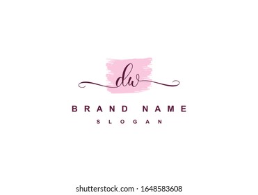 d w script logo abstract initial signature letter icon design in vector editable file.