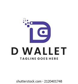 Logo de D wallet Crypto. logotipo multifuncional utilizado en empresas tecnológicas, empresas y aplicaciones para el desarrollo de software, construcción