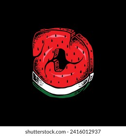 D WATERMELON FONT VECTOR DESIGN