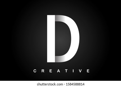 D white cuted letter with dark shadow vector illustration. Modern letter for logo, branding, label, mock-up, cover, company name, business emblem, textile, print, title, font or web page design.