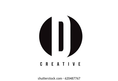 D White Letter Logo Design with Circle Background Vector Illustration Template.