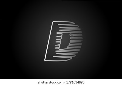 D white line alphabet letter logo icon. Simple line design for company and business