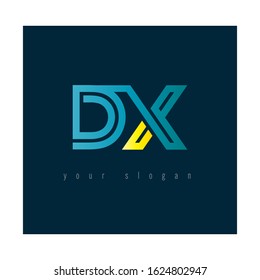 D & X, D X alphabet letters joint logo gradient abstract vector